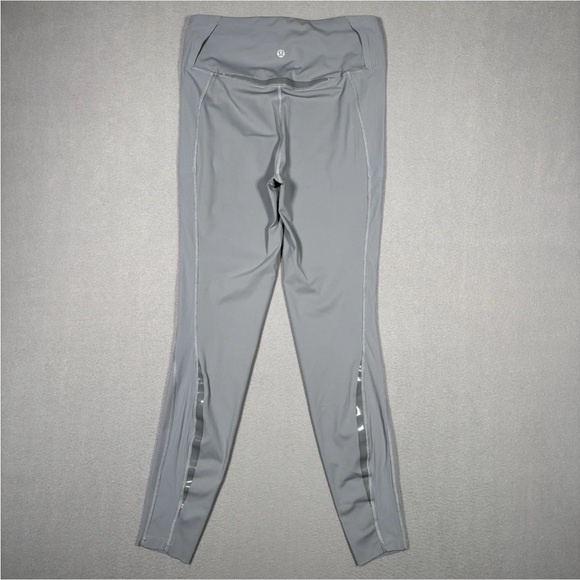 Lululemon Gloss Trim Run SHR Leggings Women’s Size 6 Rhino Grey Activewear Yoga - Picture 8 of 9